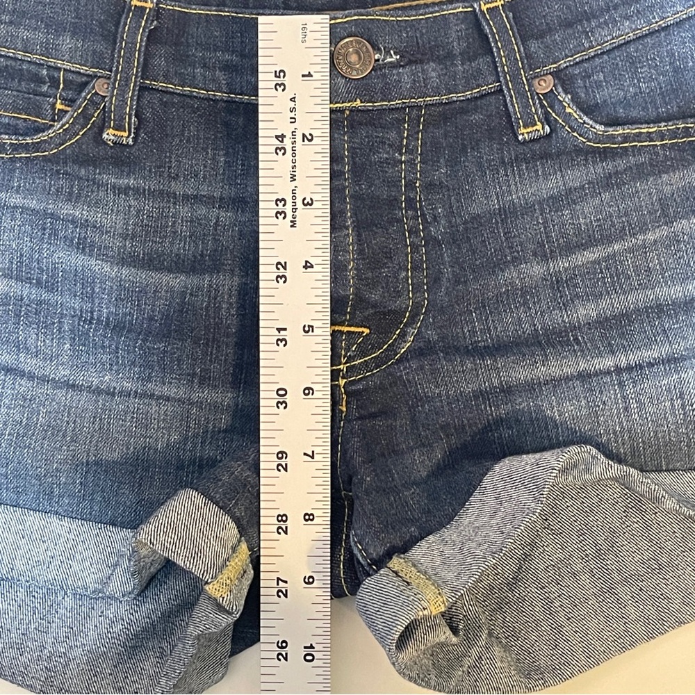 7 For All Mankind Jean Shorts Women’s Size 25 Mid Roll Up Denim New York Dark - Picture 7 of 8